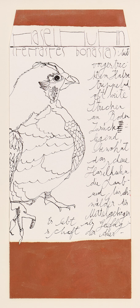 tiere haselhuhn 2014 ink on paper 25×11cm — sabine steinmair