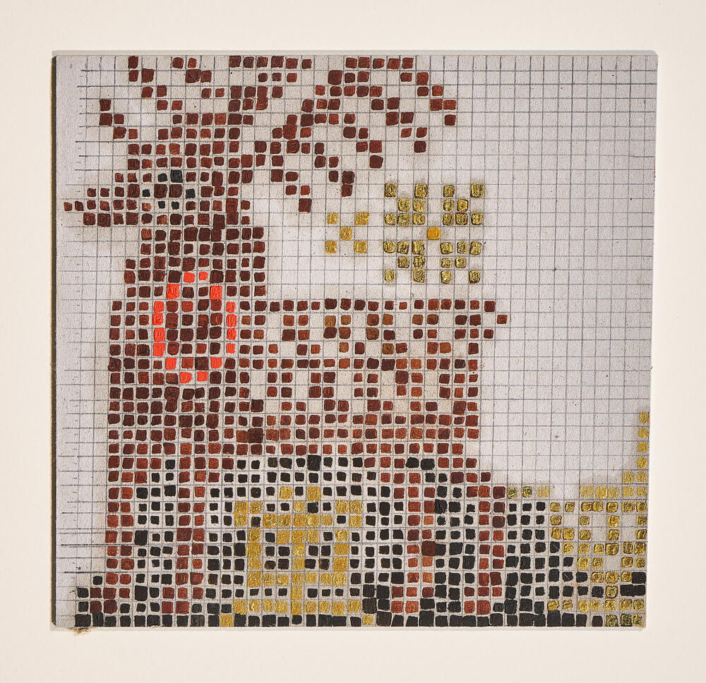grids hirsch 2019 oil on cardboard 12×12cm — sabine steinmair