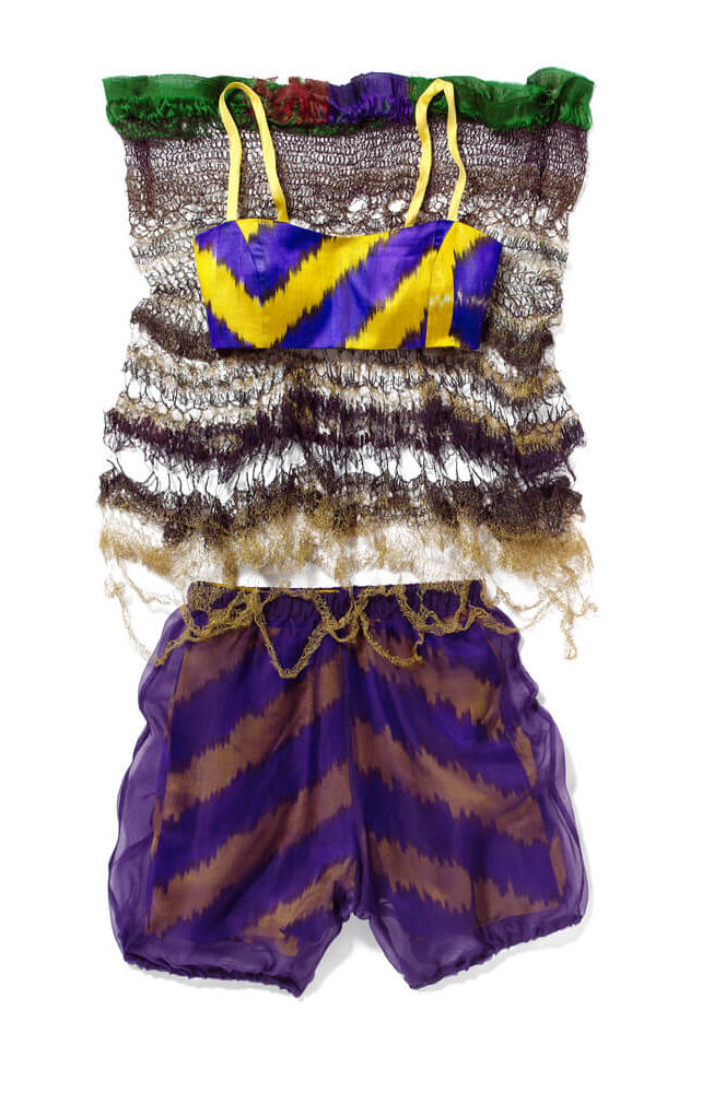 silk batik organza and metallic yarn crochet ensemble 2009