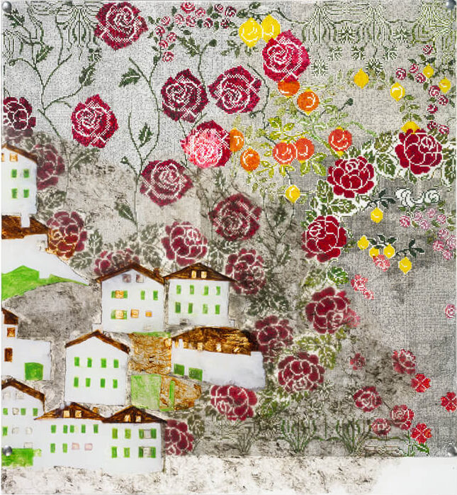 transparencies meadow 2010 oil on glass and acetate 70×70cm — sabine steinmair